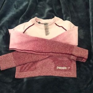 Gymshark ombre seamless crop top chalk pink/beet